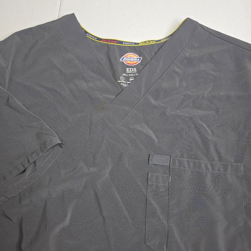 DICKIES‎ Men's 3XL Dark Gray Scrubs Top Medical Nurse -1222